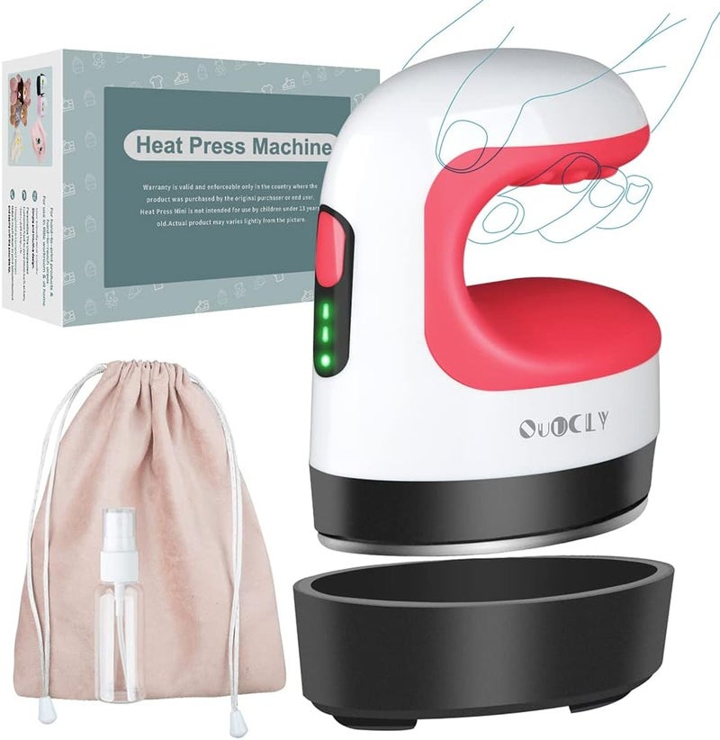 QuuCLY Mini Heat Press Machine, Mini Irons for Crafts,Portable Heat Press Easy for T-Shirts, Shoes, Hats and Small HTV Vinyl Projects Transfer(Red) - Image 1